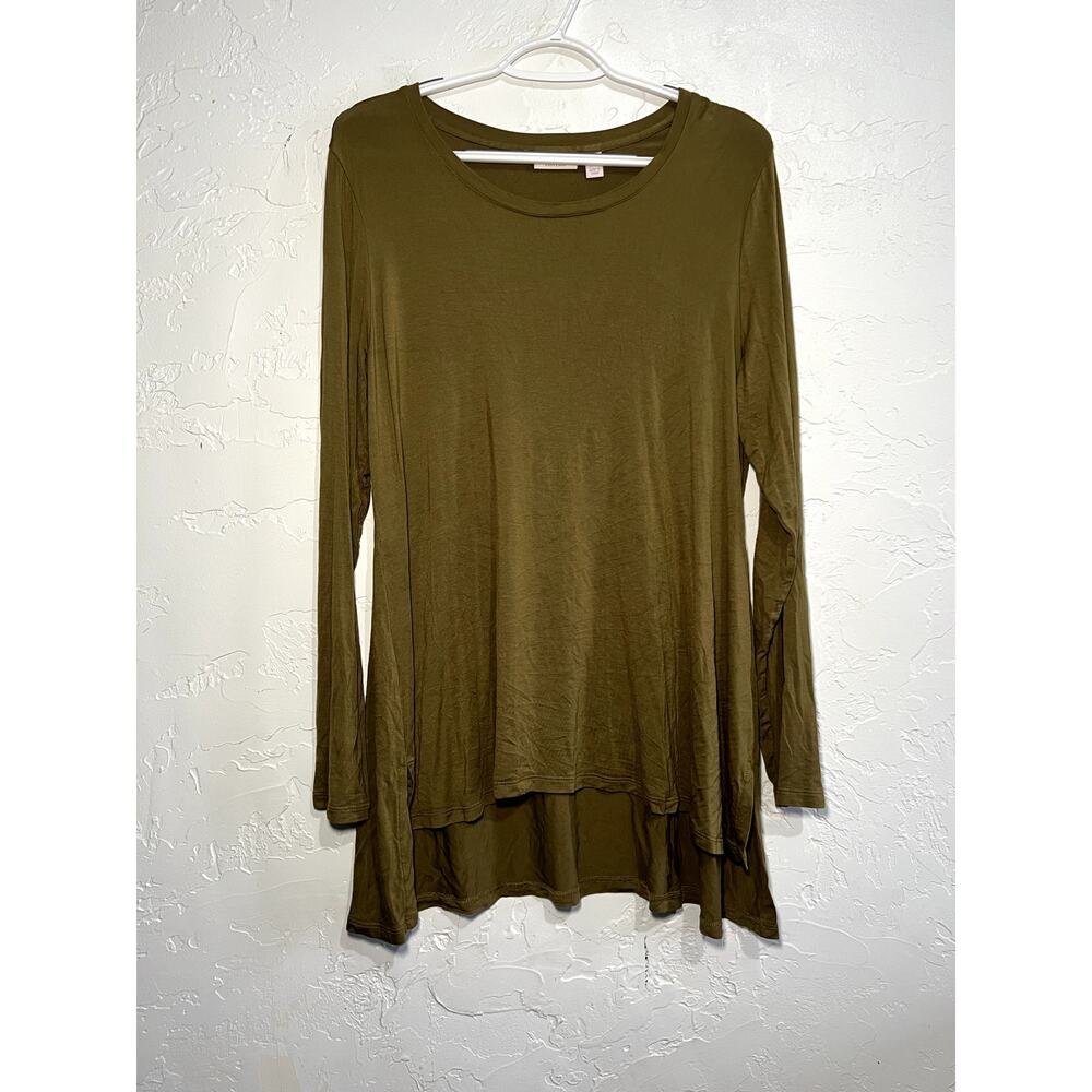 Logo Layers‎ green tunic long sleeve shirt womens large lagenlook cottagecore
